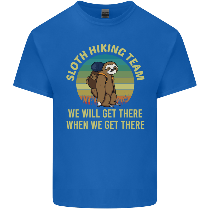 Sloth Hiking Team Funny Trekking Walking Kids T-Shirt Childrens Royal Blue