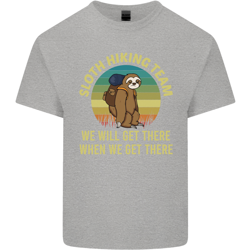 Sloth Hiking Team Funny Trekking Walking Kids T-Shirt Childrens Sports Grey
