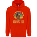 Sloth Hiking Team Funny Trekking Walking Mens 80% Cotton Hoodie Bright Red