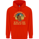 Sloth Hiking Team Funny Trekking Walking Mens 80% Cotton Hoodie Bright Red