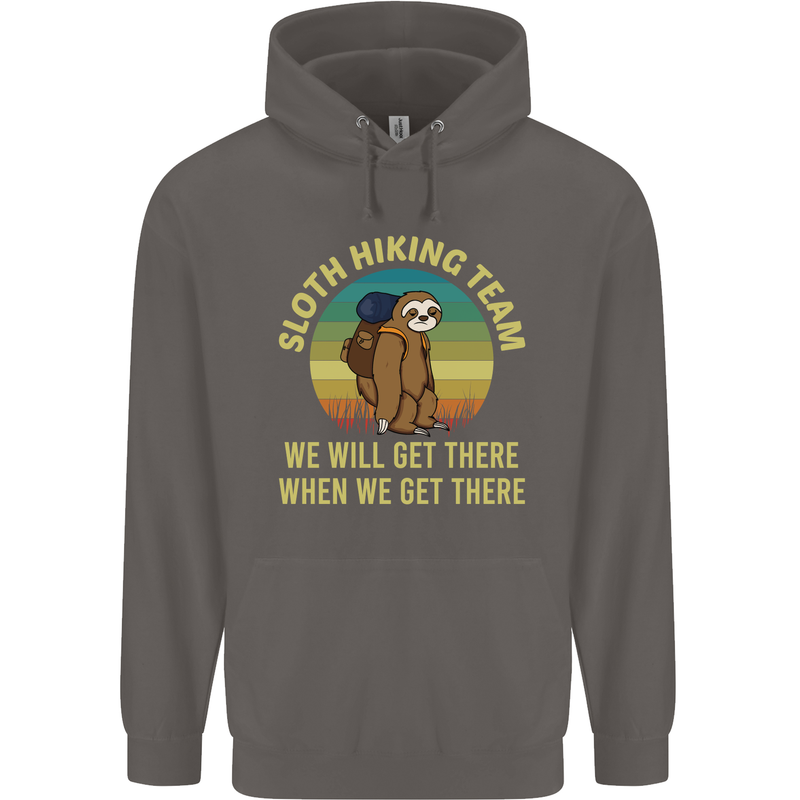 Sloth Hiking Team Funny Trekking Walking Mens 80% Cotton Hoodie Charcoal