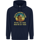 Sloth Hiking Team Funny Trekking Walking Mens 80% Cotton Hoodie Navy Blue