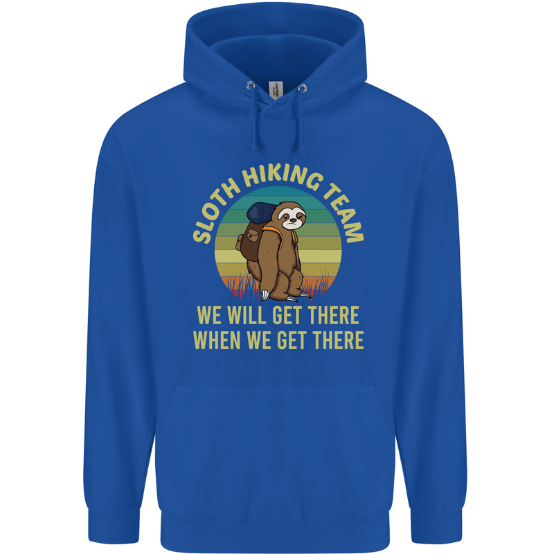 Sloth Hiking Team Funny Trekking Walking Mens 80% Cotton Hoodie Royal Blue