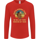 Sloth Hiking Team Funny Trekking Walking Mens Long Sleeve T-Shirt Red