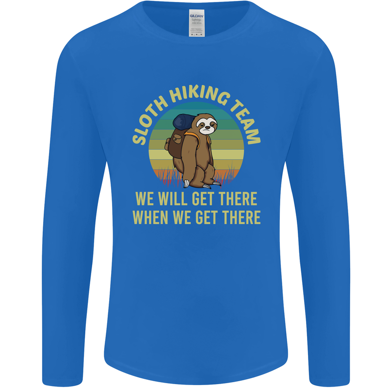 Sloth Hiking Team Funny Trekking Walking Mens Long Sleeve T-Shirt Royal Blue