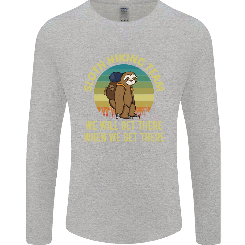 Sloth Hiking Team Funny Trekking Walking Mens Long Sleeve T-Shirt Sports Grey