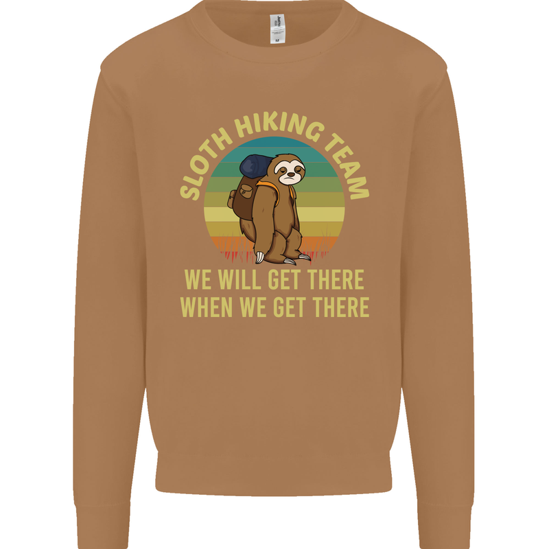 Sloth Hiking Team Funny Trekking Walking Mens Sweatshirt Jumper Caramel Latte