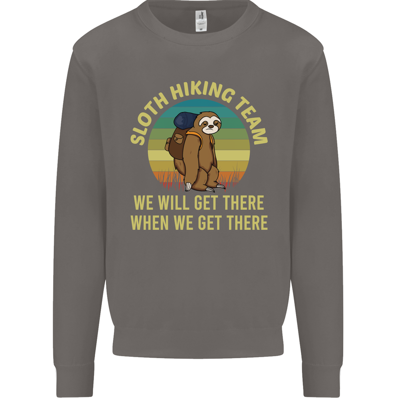 Sloth Hiking Team Funny Trekking Walking Mens Sweatshirt Jumper Charcoal