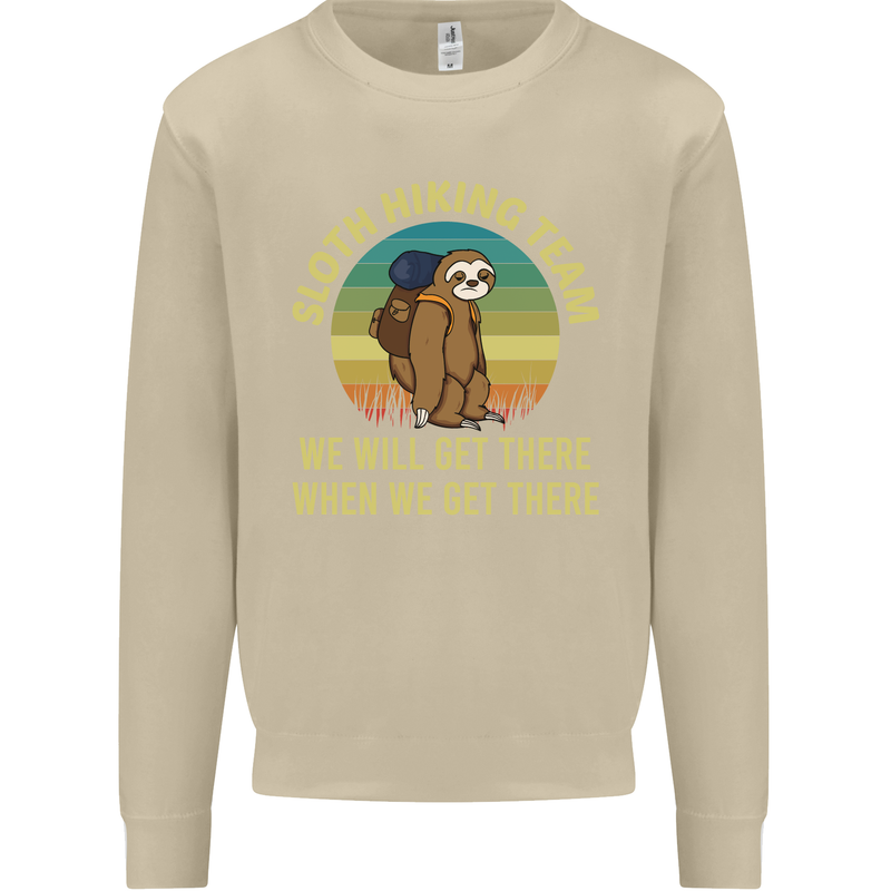 Sloth Hiking Team Funny Trekking Walking Mens Sweatshirt Jumper Sand