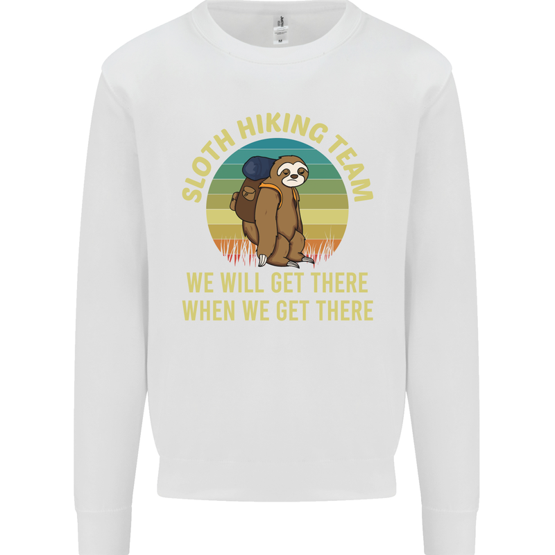 Sloth Hiking Team Funny Trekking Walking Mens Sweatshirt Jumper White