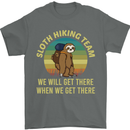 Sloth Hiking Team Funny Trekking Walking Mens T-Shirt Cotton Gildan Charcoal