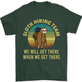 Sloth Hiking Team Funny Trekking Walking Mens T-Shirt Cotton Gildan Forest Green