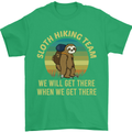 Sloth Hiking Team Funny Trekking Walking Mens T-Shirt Cotton Gildan Irish Green