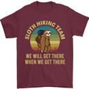 Sloth Hiking Team Funny Trekking Walking Mens T-Shirt Cotton Gildan Maroon