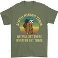 Sloth Hiking Team Funny Trekking Walking Mens T-Shirt Cotton Gildan Military Green