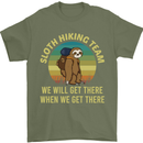 Sloth Hiking Team Funny Trekking Walking Mens T-Shirt Cotton Gildan Military Green