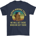 Sloth Hiking Team Funny Trekking Walking Mens T-Shirt Cotton Gildan Navy Blue