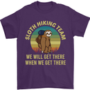 Sloth Hiking Team Funny Trekking Walking Mens T-Shirt Cotton Gildan Purple