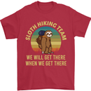 Sloth Hiking Team Funny Trekking Walking Mens T-Shirt Cotton Gildan Red