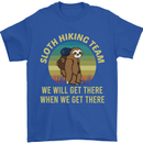 Sloth Hiking Team Funny Trekking Walking Mens T-Shirt Cotton Gildan Royal Blue