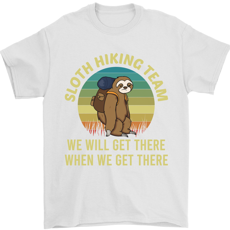 Sloth Hiking Team Funny Trekking Walking Mens T-Shirt Cotton Gildan White
