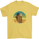 Sloth Hiking Team Funny Trekking Walking Mens T-Shirt Cotton Gildan Yellow