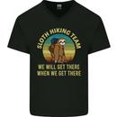 Sloth Hiking Team Funny Trekking Walking Mens V-Neck Cotton T-Shirt Black