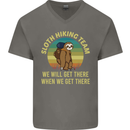 Sloth Hiking Team Funny Trekking Walking Mens V-Neck Cotton T-Shirt Charcoal