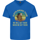 Sloth Hiking Team Funny Trekking Walking Mens V-Neck Cotton T-Shirt Royal Blue