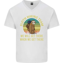 Sloth Hiking Team Funny Trekking Walking Mens V-Neck Cotton T-Shirt White