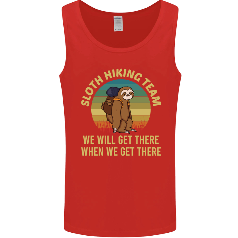 Sloth Hiking Team Funny Trekking Walking Mens Vest Tank Top Red