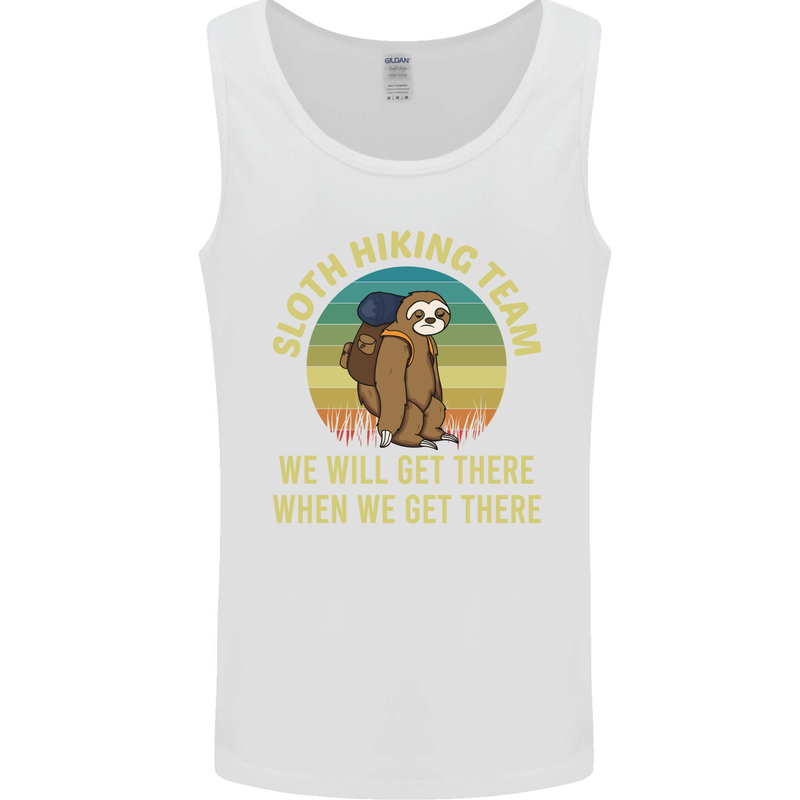 Sloth Hiking Team Funny Trekking Walking Mens Vest Tank Top White