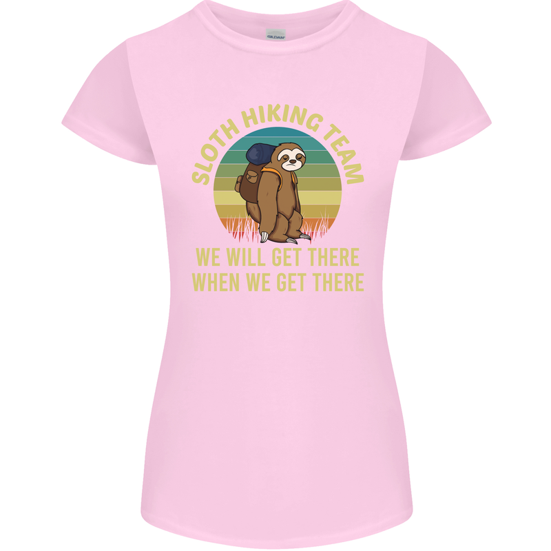 Sloth Hiking Team Funny Trekking Walking Womens Petite Cut T-Shirt Light Pink