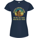 Sloth Hiking Team Funny Trekking Walking Womens Petite Cut T-Shirt Navy Blue