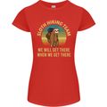 Sloth Hiking Team Funny Trekking Walking Womens Petite Cut T-Shirt Red
