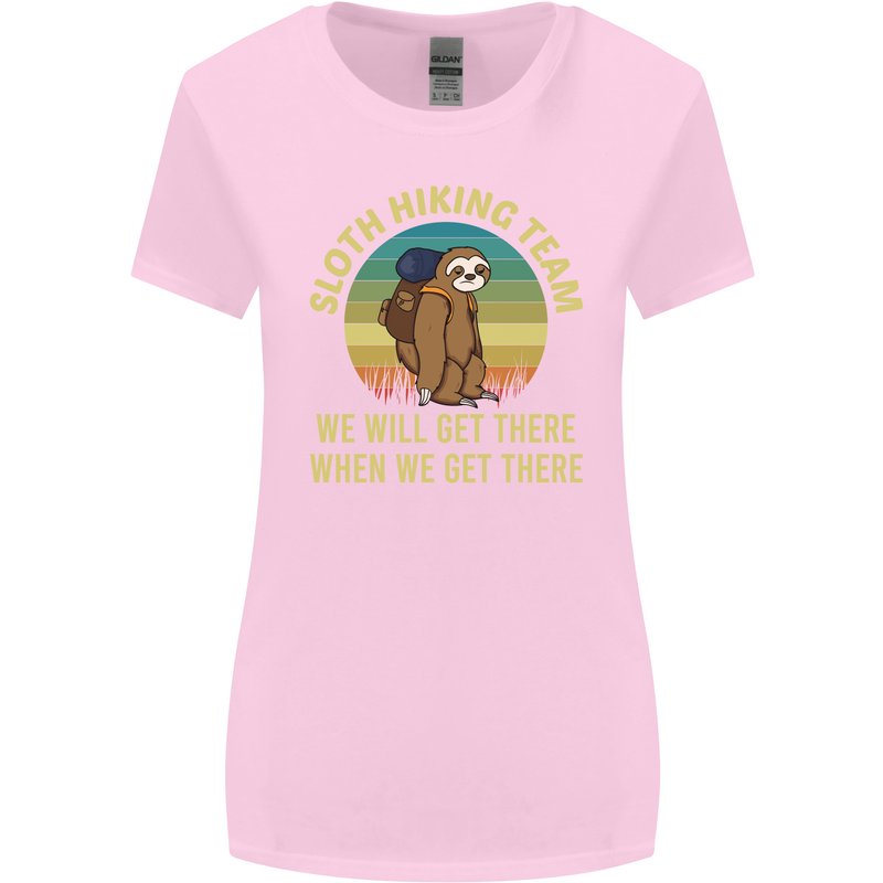 Sloth Hiking Team Funny Trekking Walking Womens Wider Cut T-Shirt Light Pink