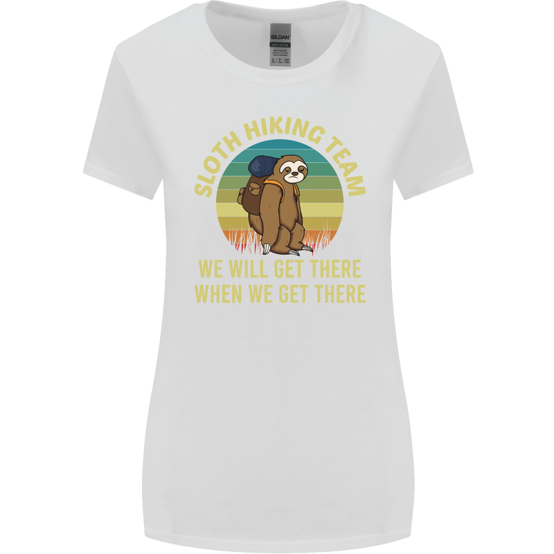 Sloth Hiking Team Funny Trekking Walking Womens Wider Cut T-Shirt White