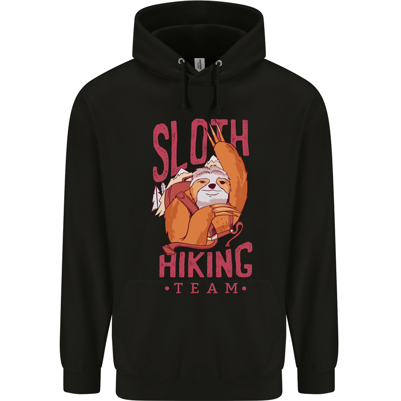 Sloth Hiking Team Trekking Rambling Funny Childrens Kids Hoodie Black