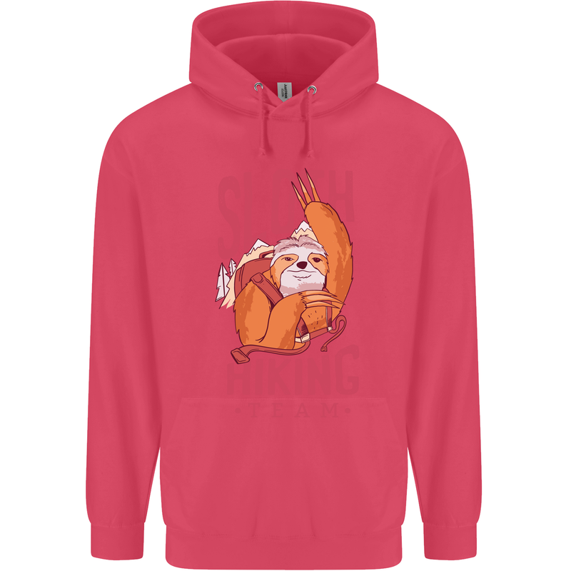 Sloth Hiking Team Trekking Rambling Funny Childrens Kids Hoodie Heliconia