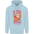 Sloth Hiking Team Trekking Rambling Funny Childrens Kids Hoodie Light Blue