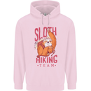 Sloth Hiking Team Trekking Rambling Funny Childrens Kids Hoodie Light Pink