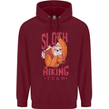 Sloth Hiking Team Trekking Rambling Funny Childrens Kids Hoodie Maroon