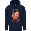 Sloth Hiking Team Trekking Rambling Funny Childrens Kids Hoodie Navy Blue
