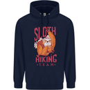 Sloth Hiking Team Trekking Rambling Funny Childrens Kids Hoodie Navy Blue