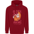 Sloth Hiking Team Trekking Rambling Funny Childrens Kids Hoodie Red