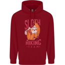 Sloth Hiking Team Trekking Rambling Funny Childrens Kids Hoodie Red