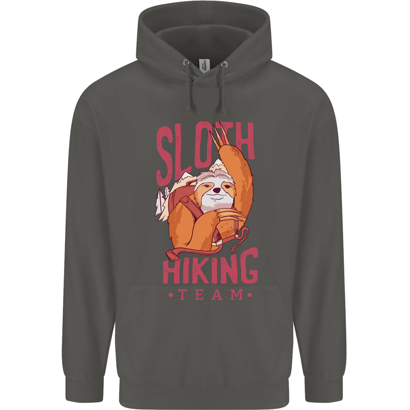 Sloth Hiking Team Trekking Rambling Funny Childrens Kids Hoodie Storm Grey