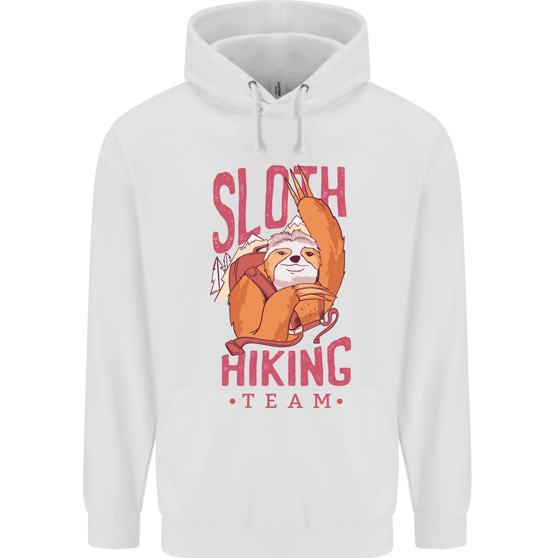 Sloth Hiking Team Trekking Rambling Funny Childrens Kids Hoodie White