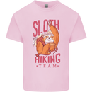 Sloth Hiking Team Trekking Rambling Funny Kids T-Shirt Childrens Light Pink