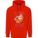 Sloth Hiking Team Trekking Rambling Funny Mens 80% Cotton Hoodie Bright Red